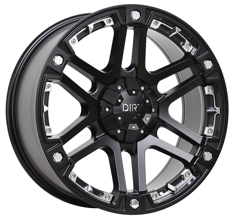 DIRT A.T D01 hliníkové disky 9x20 6x114,3-120 ET20 Flatblack Chrome inserts