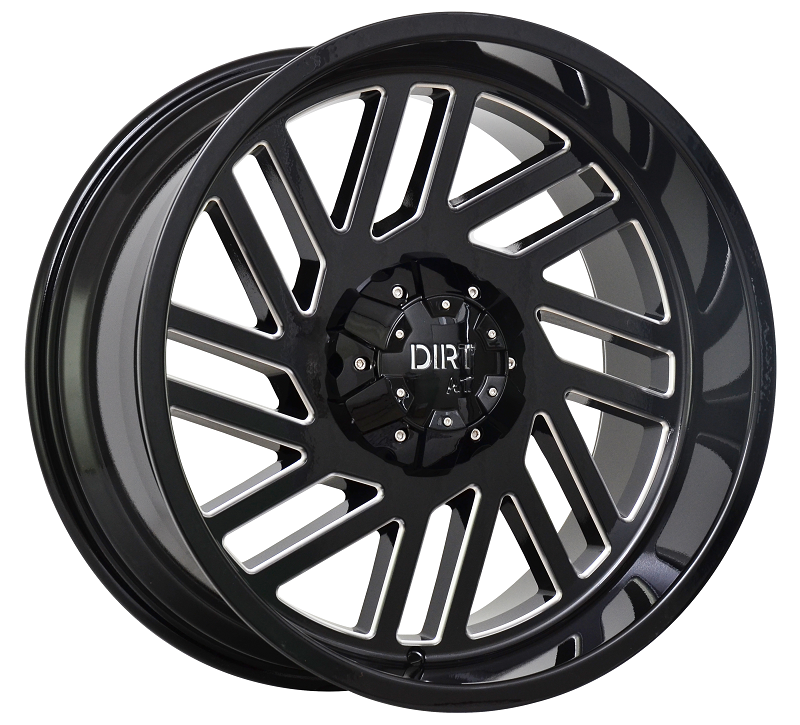 DIRT A.T D57 hliníkové disky 10x20 6x135-139,7 ET-12 Glossblack milled