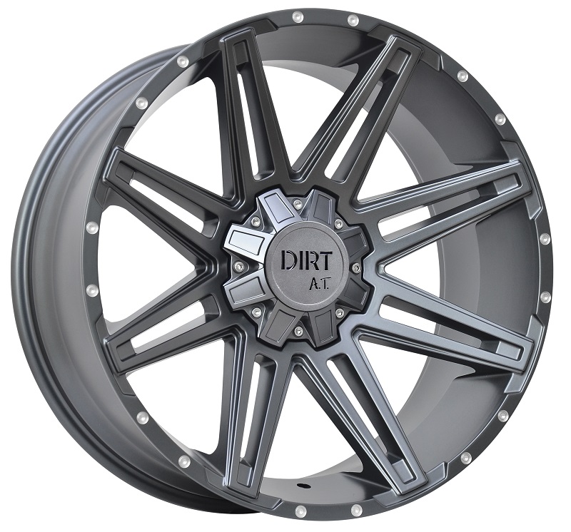 DIRT A.T D88 hliníkové disky 9x18 6x135-139,7 ET25 Flatgrey milled rivets